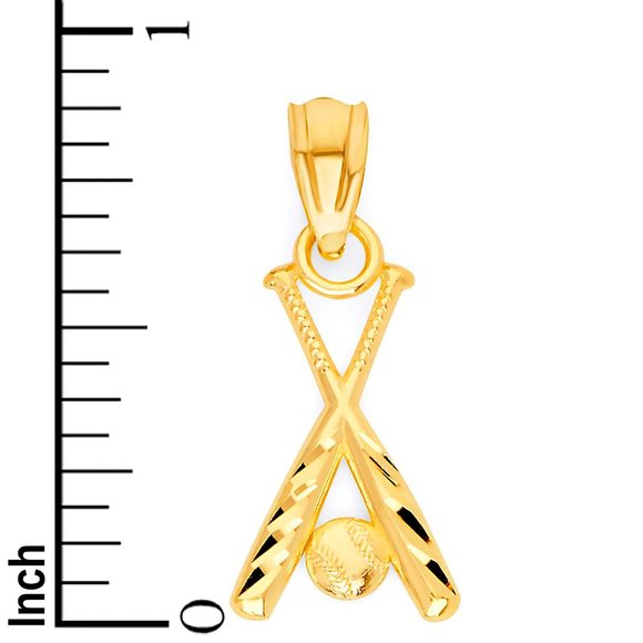 14k Real Solid Gold Sports Baseball Bat Pendant - Picture 3 of 3